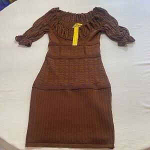 NWT Catherine Malandrino Brown Dress Size P Small New